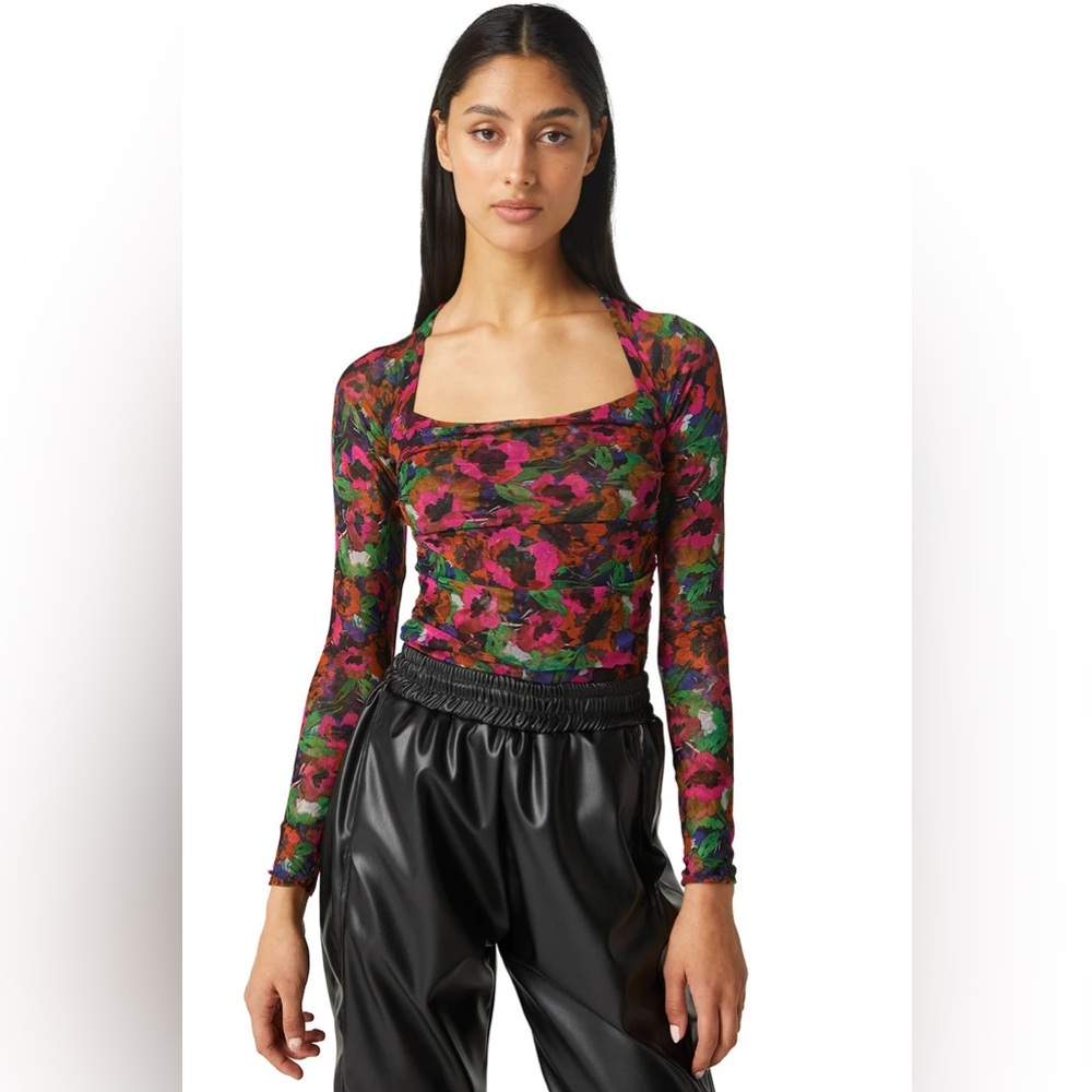 NWT Misa Los Angeles Hayworth Bodysuit Jewel Tone Flora / Size XS